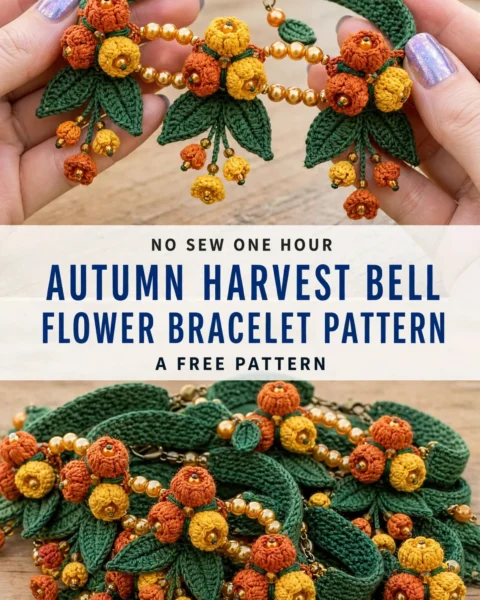 Autumn Harvest Crochet Bell Flower Bracelet Pattern