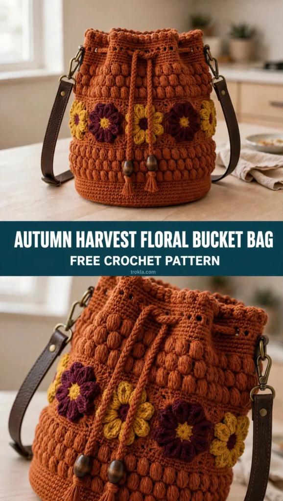 Autumn Harvest Floral Bucket Bag Free Crochet Pattern
