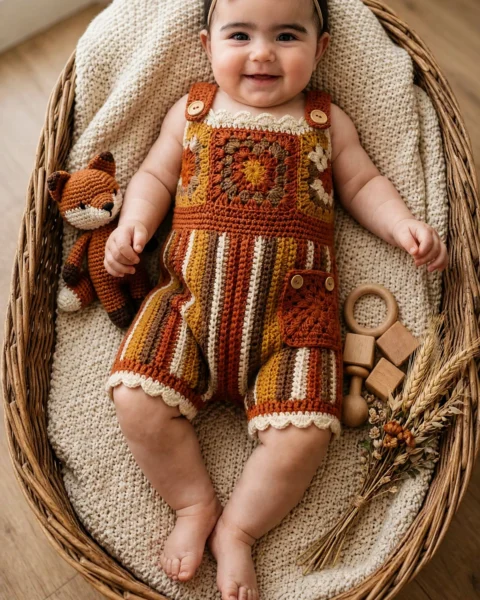 Autumn Harvest Granny Romper Free Crochet Pattern