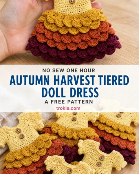 Autumn Harvest Tiered Doll Dress Free Crochet Pattern