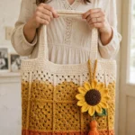 Autumn Harvest Tote with Sunflower Free Crochet Pattern