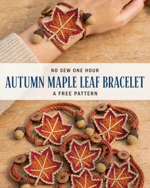 Autumn Maple Leaf Bracelet Free Crochet Pattern