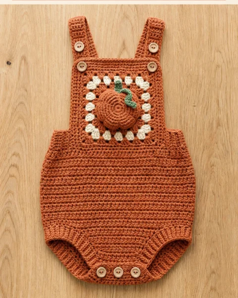 Autumn Pumpkin Baby Romper Free Crochet Pattern