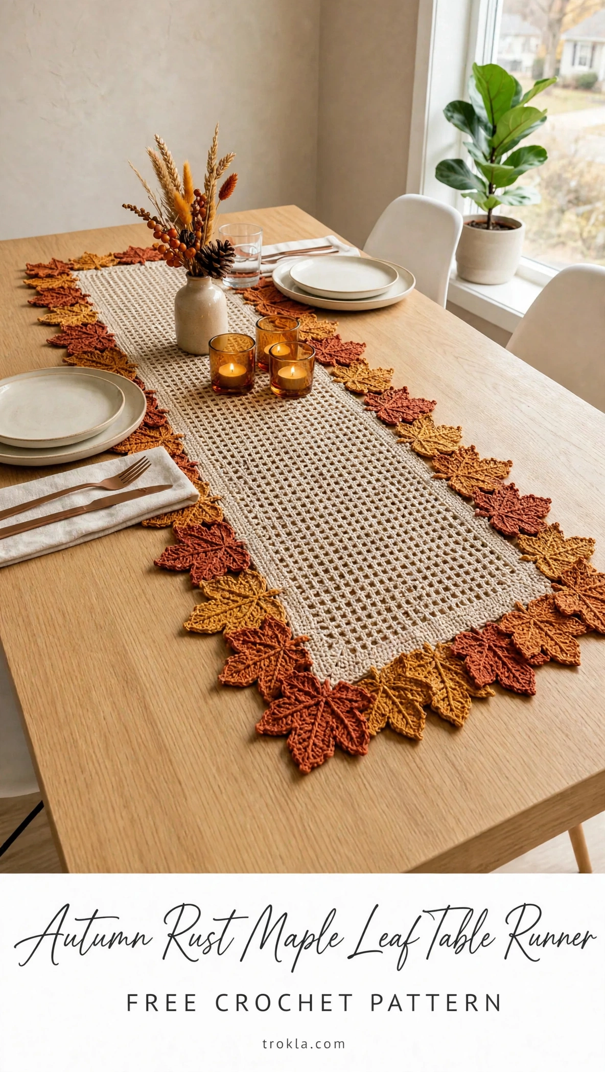 Autumn Rust Maple Leaf Table Runner Free Crochet Pattern - photo 2