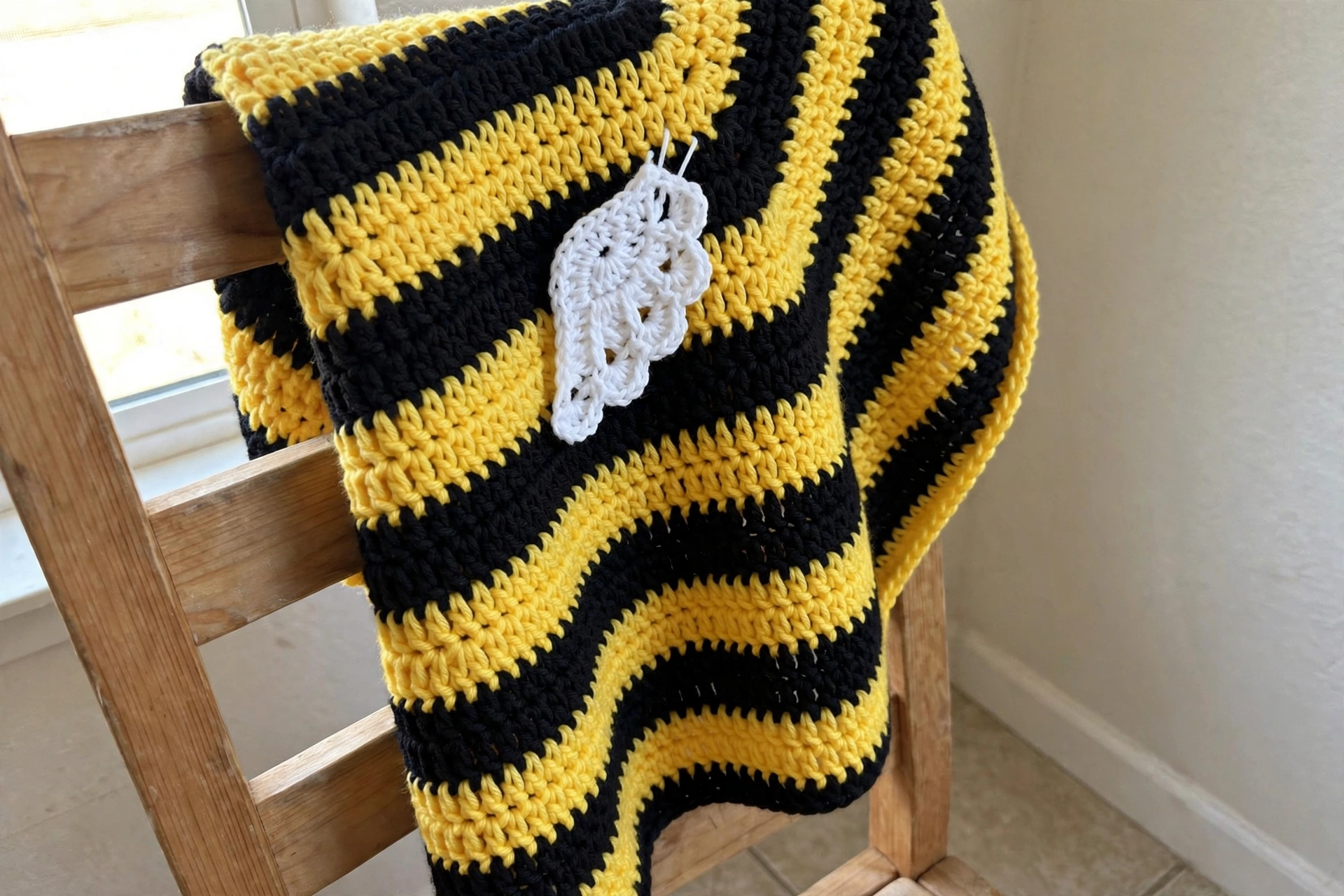 Bumblebee poncho hood view
