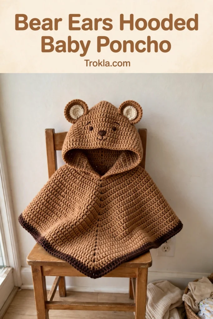 Bear ears hooded baby poncho
