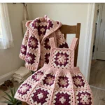 Berry blossom granny square toddler set