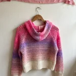 Berry sorbet mesh cropped crochet hoodie