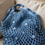 Mesh stitch and flower close-up