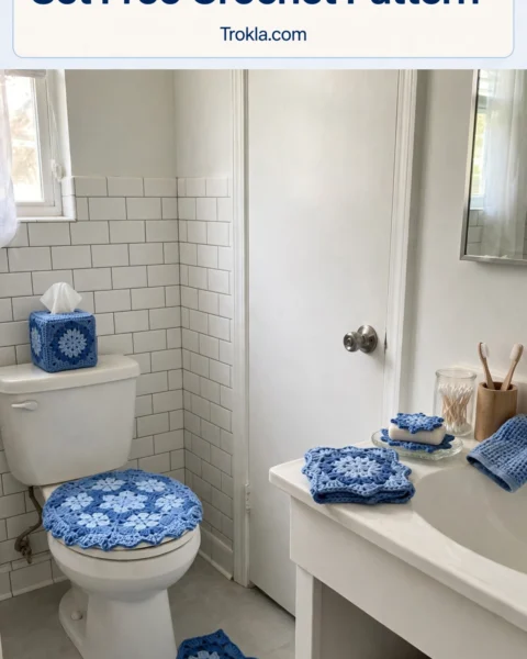 Blue Snowflake Bathroom Set Free Crochet Pattern