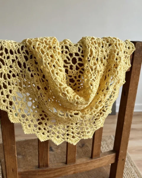 Butter Yellow Mesh Lace Shrug Free Crochet Pattern