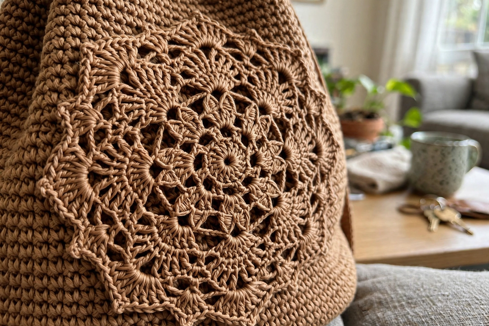Bucket bag lace panel detail