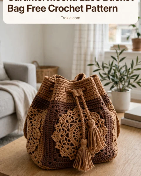 Caramel Mocha Lace Bucket Bag Free Crochet Pattern