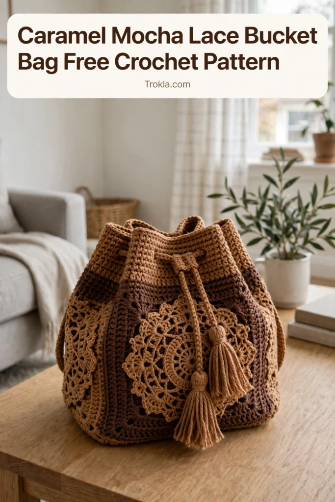 Caramel mocha lace bucket bag