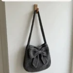 Charcoal gray bow shoulder bag