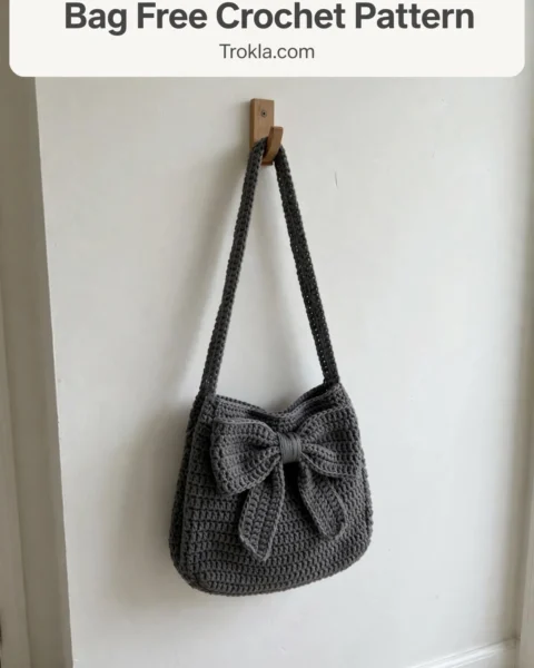 Charcoal Gray Bow Shoulder Bag Free Crochet Pattern
