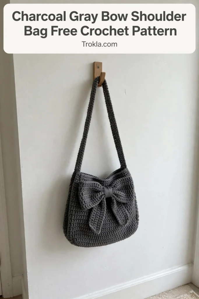 Charcoal gray bow shoulder bag