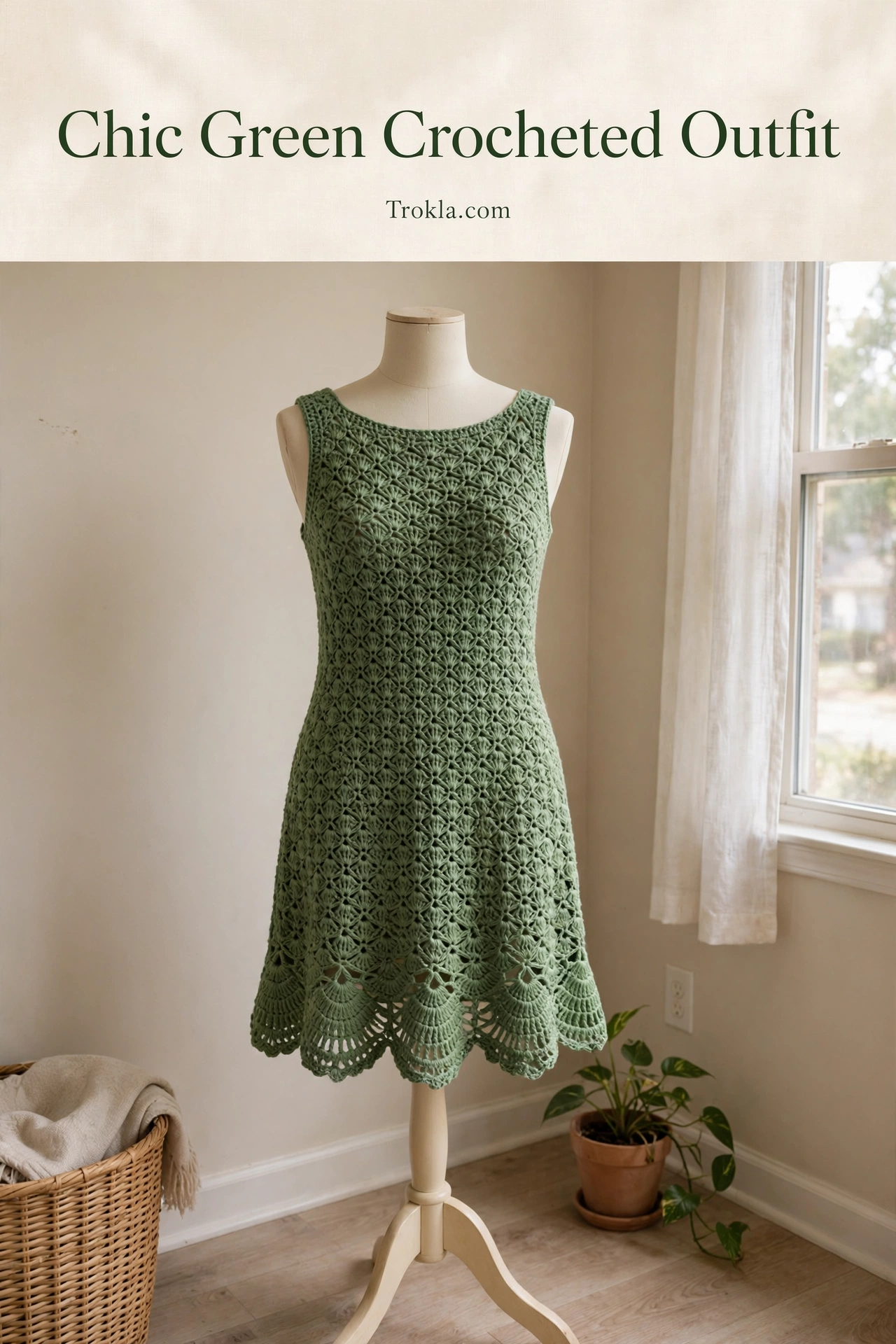 Chic Green Crocheted Outfit