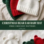 Christmas Bear Ear Baby Hat pin