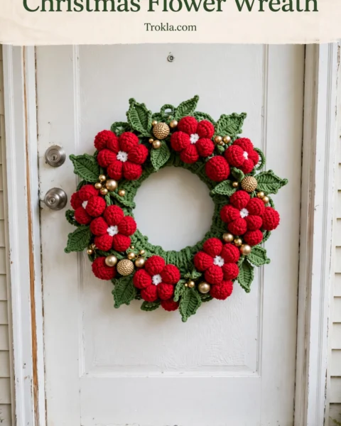 Christmas Flower Wreath Free Crochet Pattern