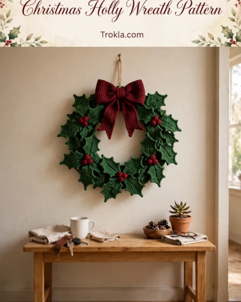 Christmas Holly Wreath Pattern Free Crochet Pattern
