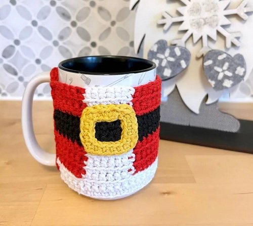 Santa-inspired mug cozy
