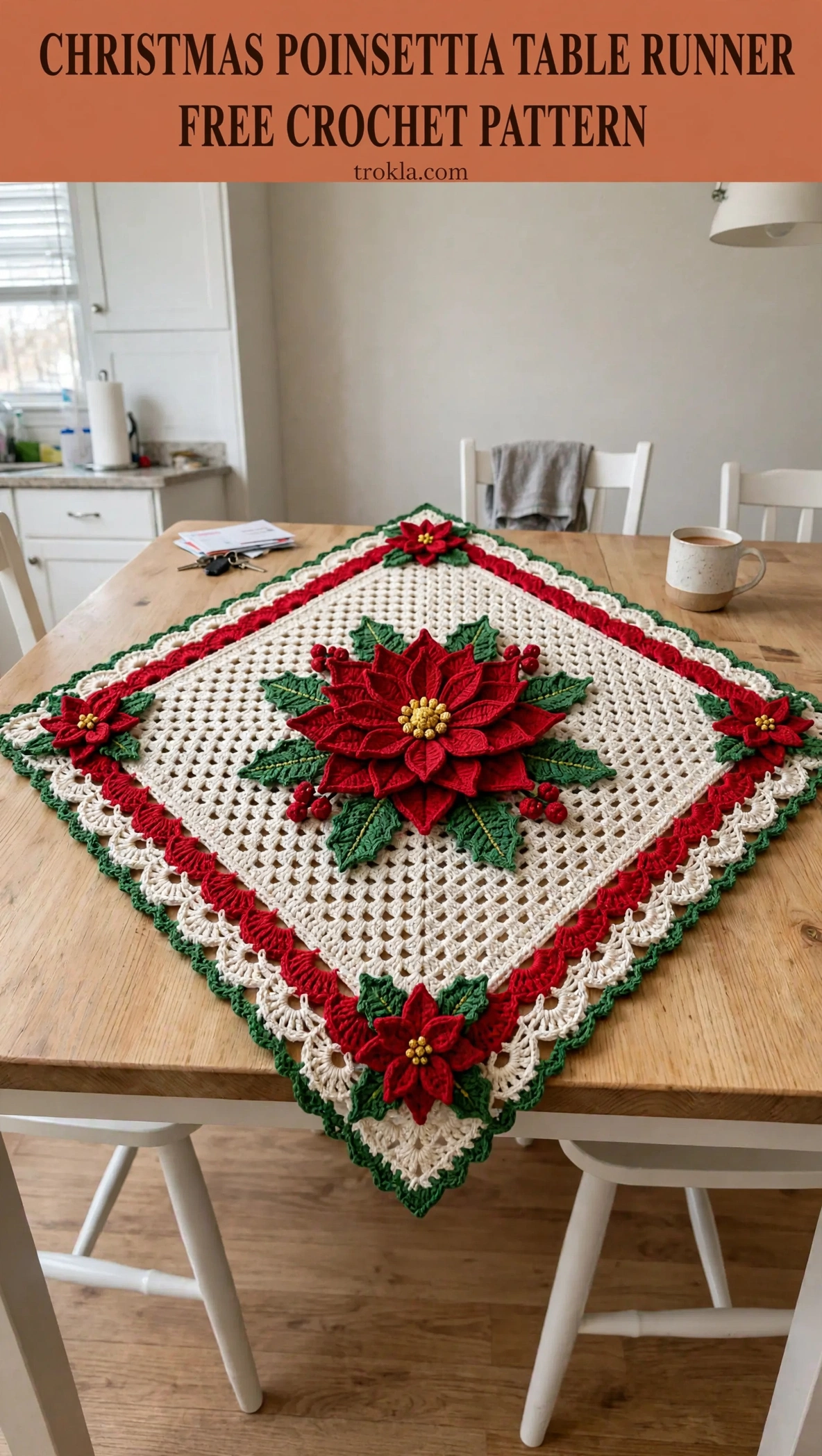Christmas Poinsettia Table Runner Free Crochet Pattern - photo 2