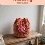 Coral peony barrel handbag