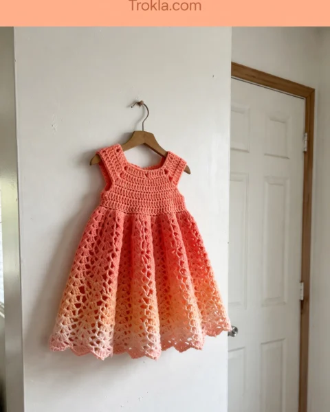 Coral Sunset Baby Dress Free Crochet Pattern