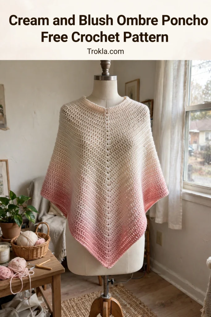Cream and blush ombre poncho
