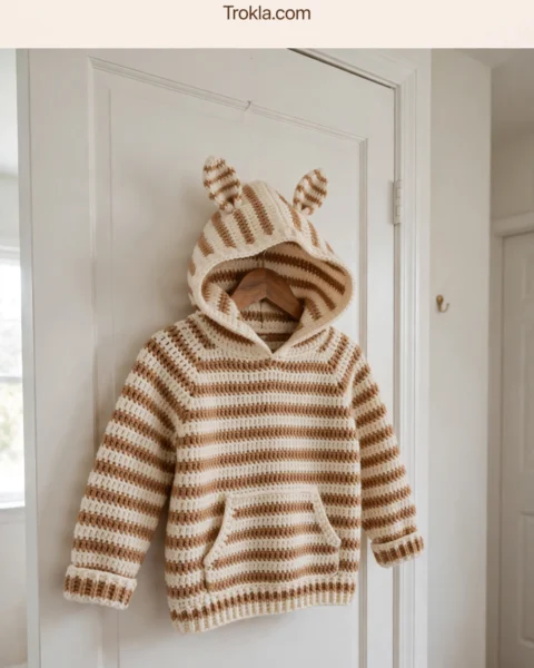 Cream and Caramel Bunny Hoodie Free Crochet Pattern