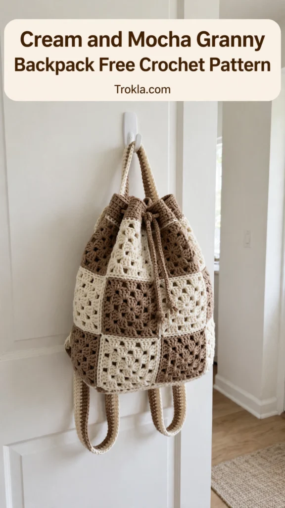 Cream and mocha granny backpack