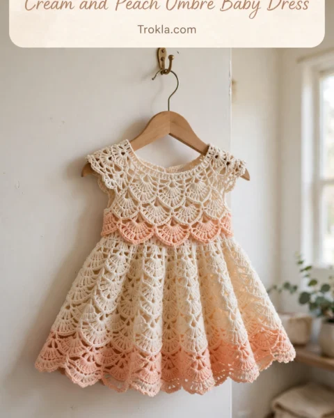 Cream and Peach Ombre Baby Dress Free Crochet Pattern