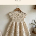 Cream vintage lace baby dress with medallion skirt