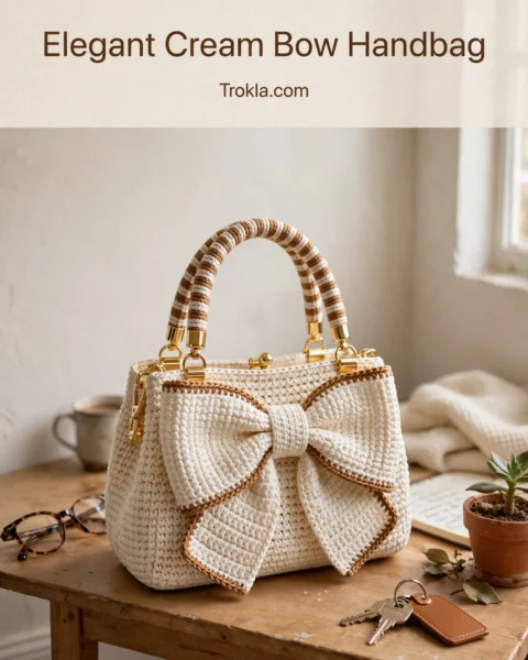 Elegant Cream Bow Handbag Free Crochet Pattern