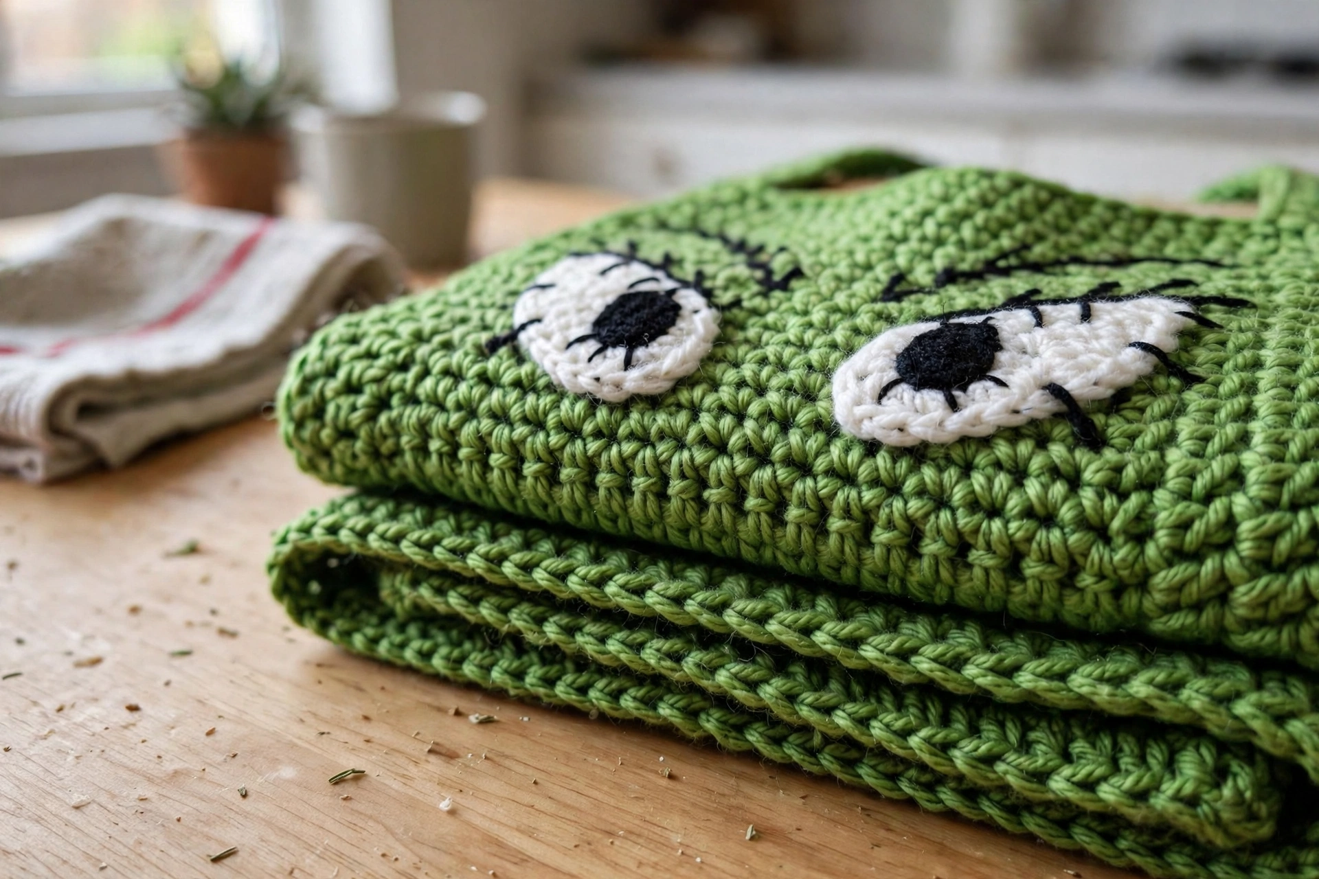Grinch apron stitch detail