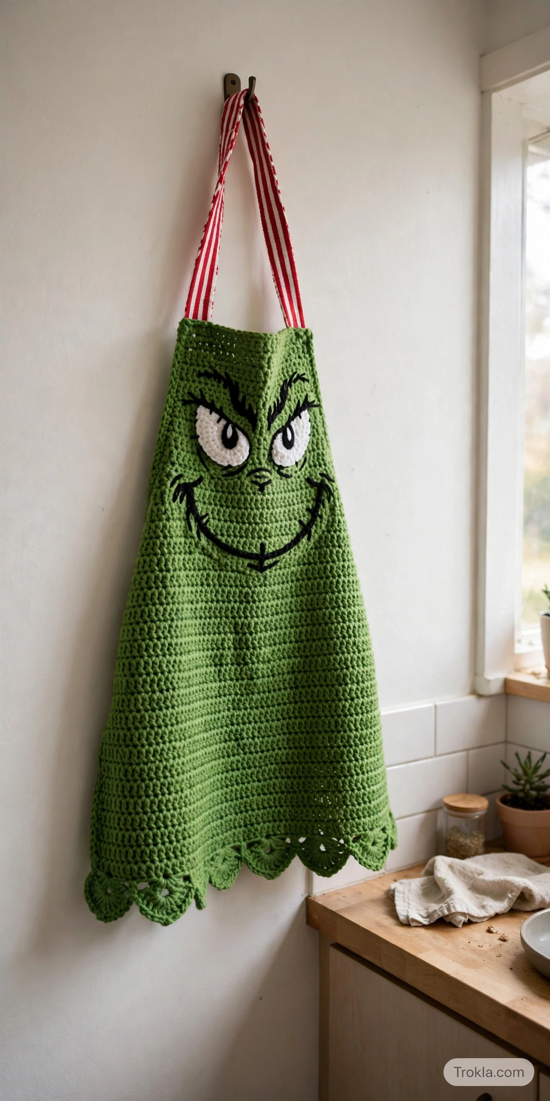 Crochet Grinch Christmas apron