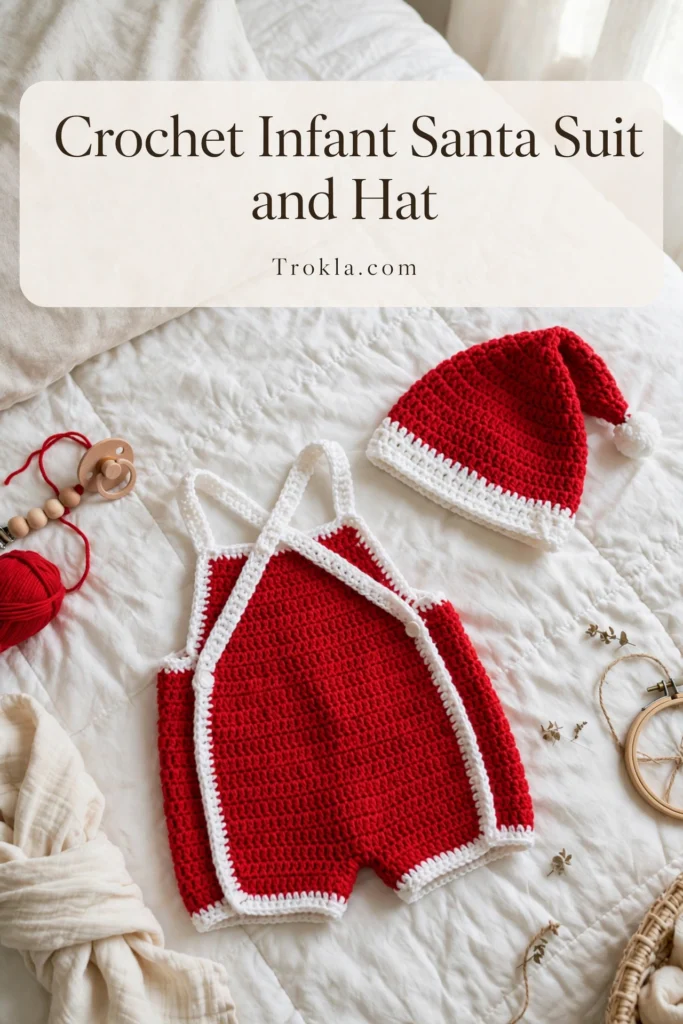 Infant Santa suit and hat flat lay
