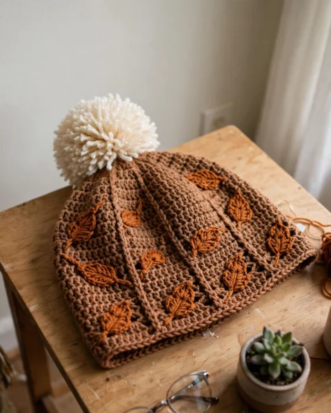Crochet Leafy Fall Hat – Free Crochet Pattern