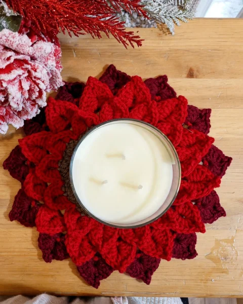 Crochet Poinsettia Home Decor Free Patterns for Christmas Styling