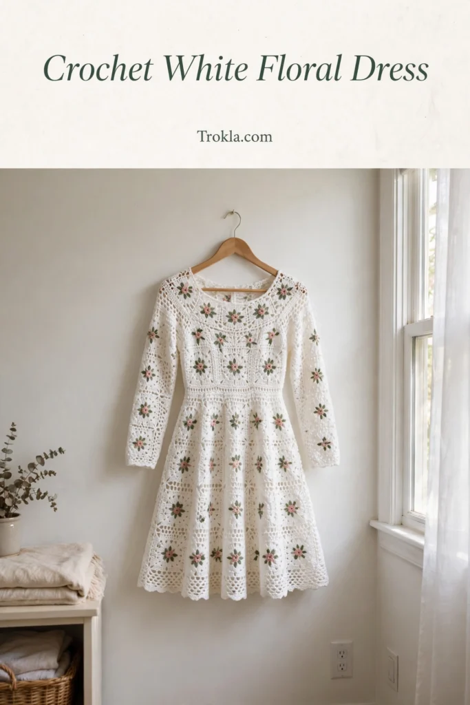 White floral crochet Christmas dress