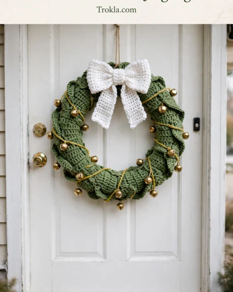 Crochet Wreath With Jingling Bells Free Crochet Pattern