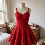 Crocheted Red Festive Dress