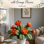 Crochet Christmas cactus with orange flowers
