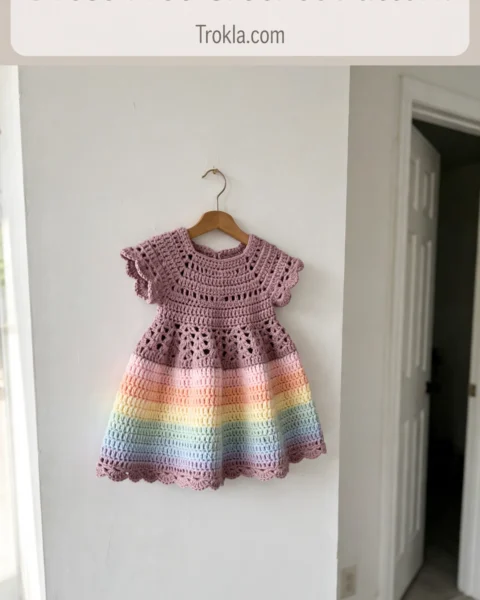 Dusty Mauve Rainbow Baby Dress Free Crochet Pattern