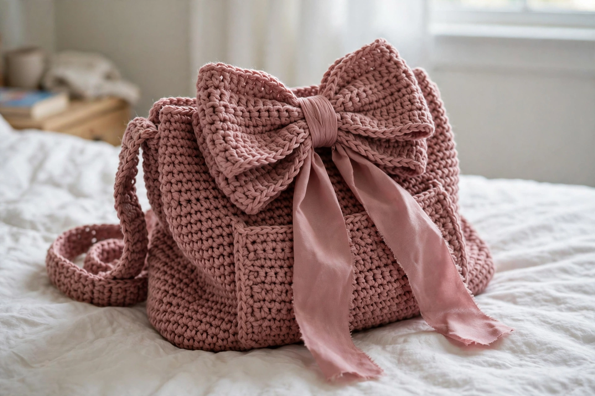 Dusty rose bow handbag bow detail