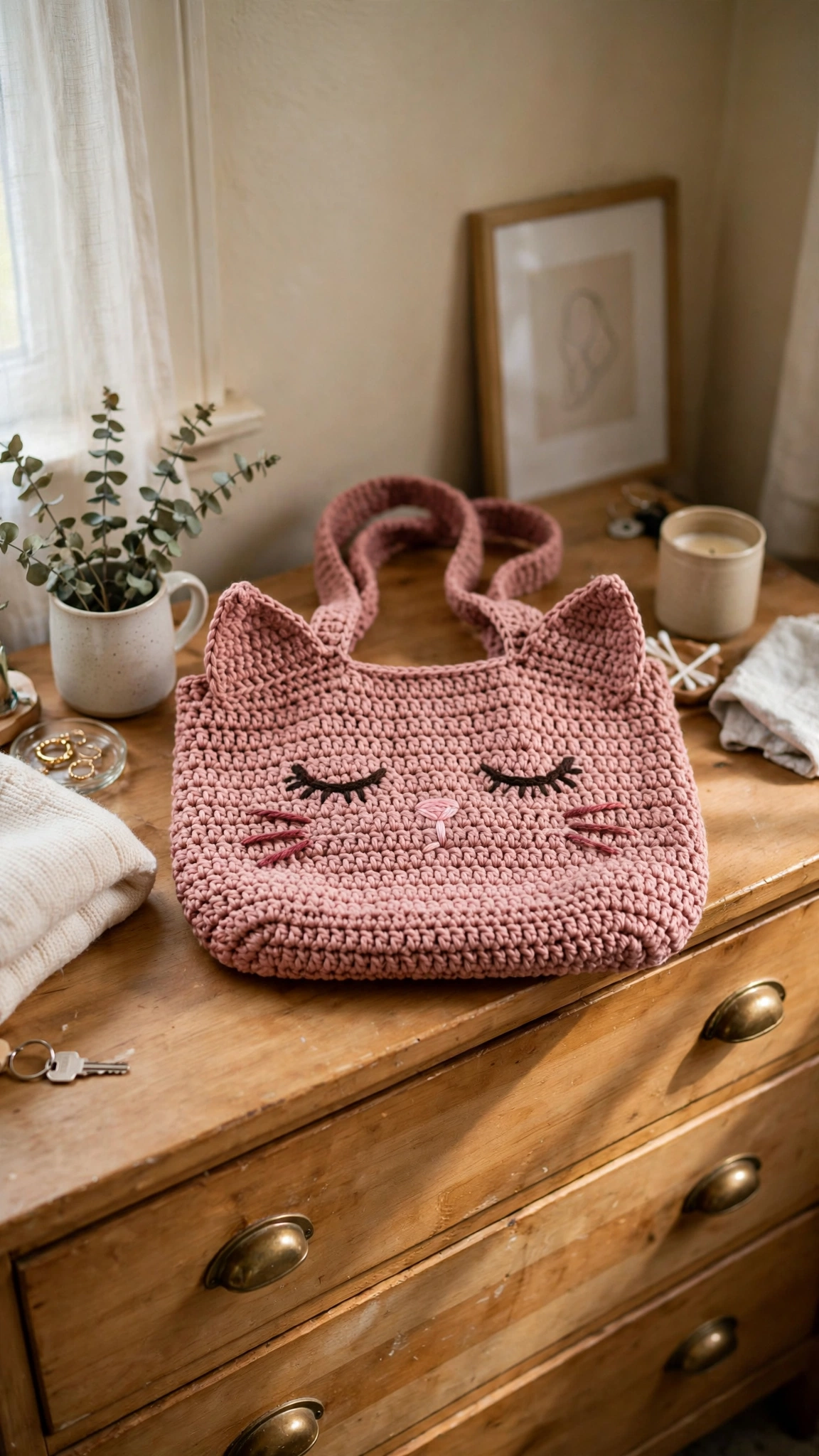 Kitty tote on table