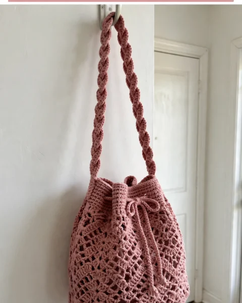 Dusty Rose Romantic Bucket Bag Free Crochet Pattern