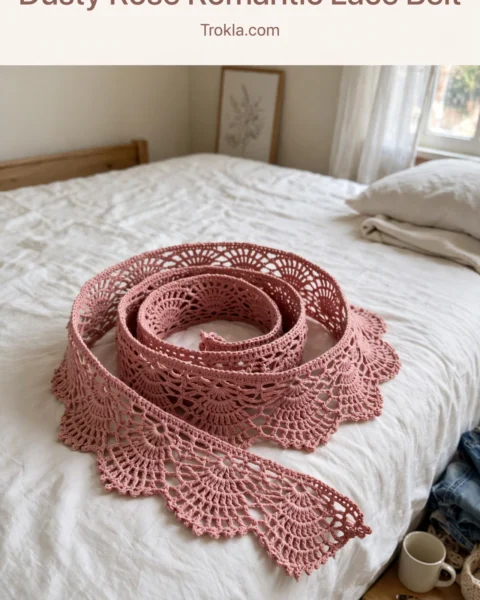 Dusty Rose Romantic Lace Belt Free Crochet Pattern