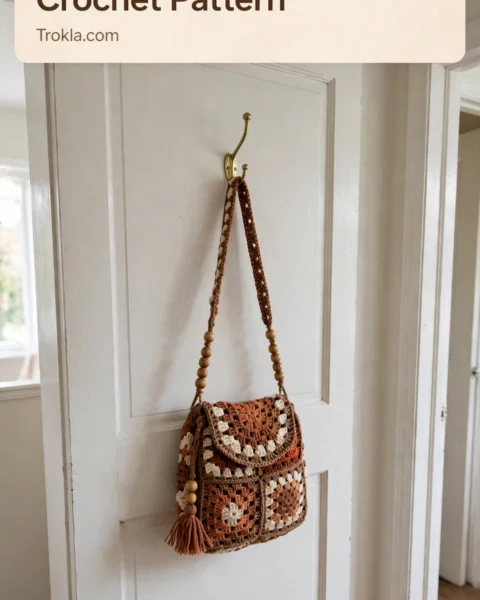 Earthy Boho Granny Square Bag Free Crochet Pattern